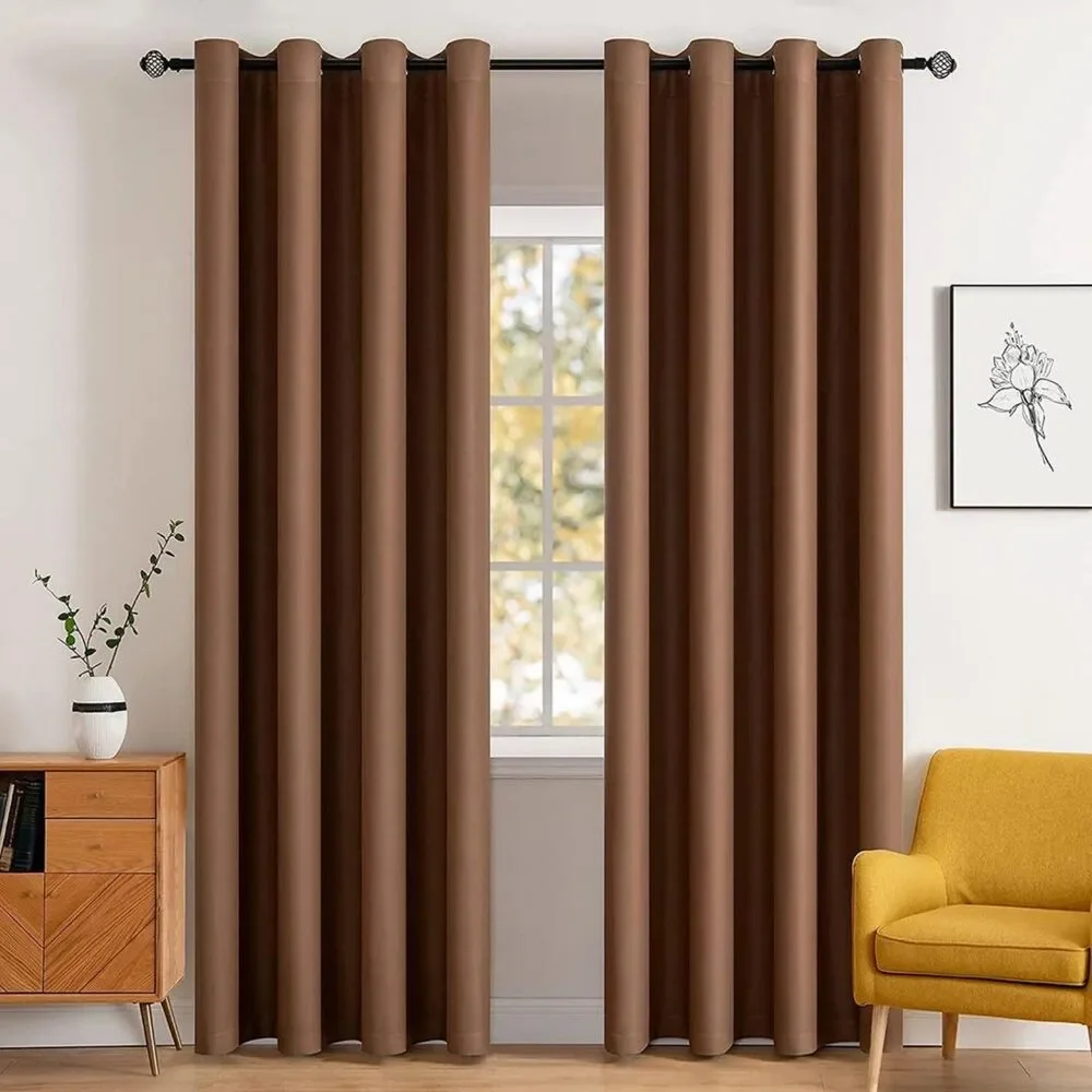 Brand New Miulee Cappuccino Brown Thermal Blackout Curtains – Set of 2
